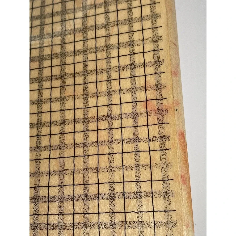 Stampin Up! Stipple Plaid 2001 Large Wood Mount Block Stamp Used Once - Picture 2 of 10